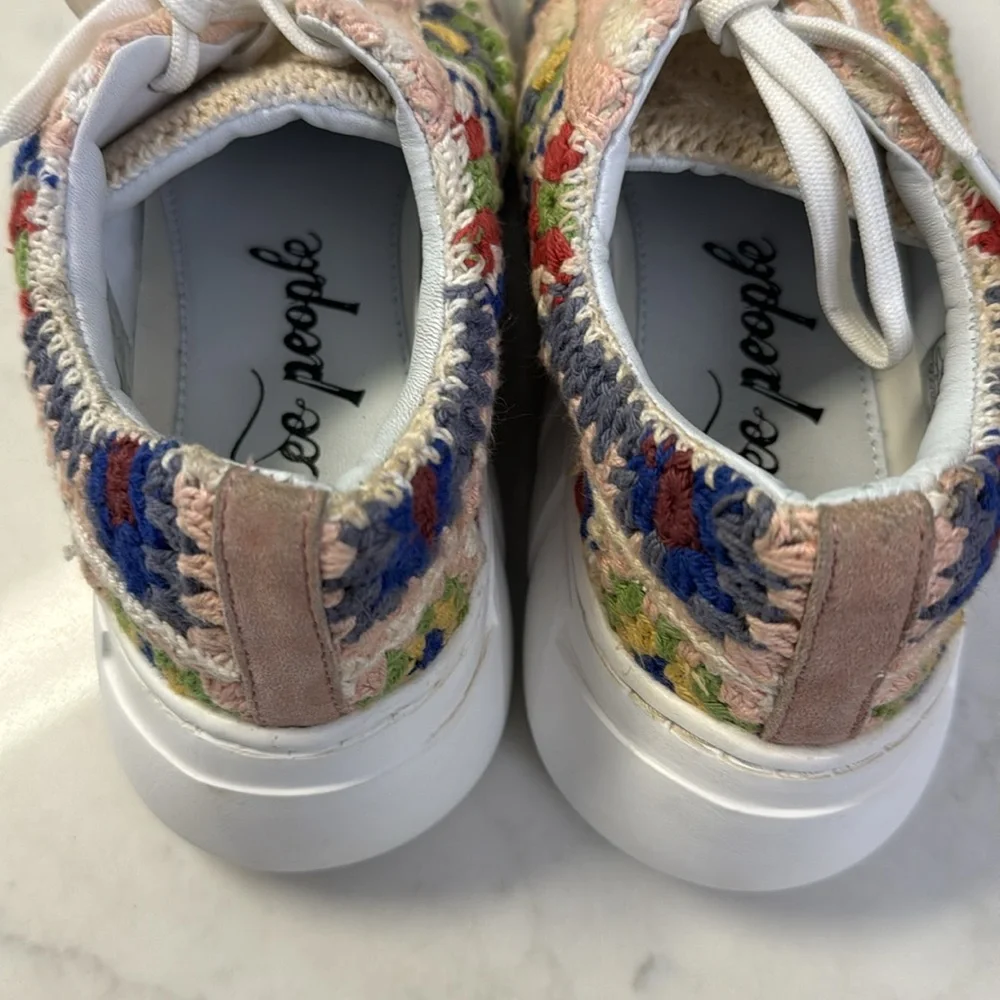 Free People Catch Me if You Can Crochet Platform Sneakers Size 38 Women’s 7.5